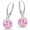 Goldene Hufeisen Orecchini da donna, rosa, con zirconi, a forma di cuore e monachella, in vero argento 925, da ragazza, da donna, da bambina, idea regalo