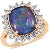 TJC Boulder - Anello in argento Sterling 925 placcato oro 14 kt con opale e zircone cambogiano naturale
