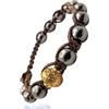 Samsara Bracciale Shamballa Artigianale con Pietre Naturali - Bracciale Regolabile con Filo in Cotone Cerato Marrone ed Ematite, Accessorio Uomo Donna dallo Stile Essenziale