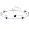 Tusuzik Bracciale Donna Argento 925 Con Cuore Doppia Catena Regolabile braccialetti Gioielli pietra natale braccialetti Cuore Regalo Donna Compleanno per Moglie Mamma Fidanzata Amica(Blu reale)
