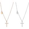 JewelryWe Collana da donna con ciondolo a forma di croce a forma di cuore, elegante, in acciaio inox, con zirconi, con incisione, regalo per la festa della mamma, per donna