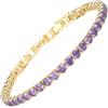 RIZILIA Bracciale Tennis Donna Elegante Pietre 4mm Zirconi Viola Ametista Placcato Oro Giallo 14K Regolabile 16.5-19cm Gioielli di Tendenza per Look d'Impatto Idea Regalo Scatola Inclusa