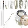 U-Shinein Gel per pittura metallizzata per unghie, smalto metallico, kit di aggiornamento per nail art, gel UV con pennelli, gel per nail art, colore oro chiaro