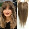 HAIRCUBE Hair Topper Capelli Umani reali per le donne Gold Brown Hair Toppers con Pony 120% Dense Seta Base Clip in Topper 14 Pollice 40 Grammo