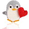 JAWUZ Pinguino Positivo Con Cuore,Pinguino Uncinetto Animale All'Uncinetto Supporto Emotivo Bambola Positiva Lavorata a Maglia Per Decorazione Di Feste Regalo Ispiratore