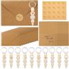 Keboyoe 10 Pezzi Portachiavi con Biglietto Portachiavi con Perline in Legno Include 10 Bigliettos e Busta Piccolo Regalo di Ringraziamento Regalo di Ringraziamento Portachiavis per Insegnante,Collega