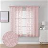 Lecloud Leia 54 Inch Living Room Blush Sheer Curtains 2 Panels, Lightweight Jacquard Textured Leaf Voile Pink Curtain for Bedroom, Dual Rod Pockets Clip Window Kitchen Short Drapes, 38W x 54L