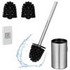 Relaxdays Scopino Bagno WC, Portascopino da Parete, Spazzola Piatta Antibatterica con Contenitore, Set Toilette, Argento, 40,5 x 9 x 10 cm