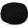 Relaxdays Pouf Relaxdays, Lavorato a Maglia, HxP: 33 x 46 cm, Imbottitura in polistirolo, Cuscino Rotondo, Pouf Boho, Nero
