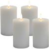 Relaxdays Candele LED Set 4, HxD 13 x 7,5 cm, Fiamma tremolante, in Vera Cera con scanalature