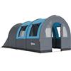 Outsunny Tenda da Campeggio 6 Posti Impermeabile con Zona Notte e Giorno, in Poliestere, 480x260x200 cm, Grigio e Blu|Aosom