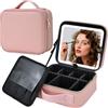 Faquenc Beauty case da viaggio con specchio beauty case per trucchi con scomparto regolabile, rosa, Medium Size, Minimalista