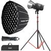 GODOX LE200Bi 220W Kit luce video LED COB a doppio colore con 35,4''/90 cm softbox 280 cm Supporto 2800K-6500K CRI 98+ Controllo Bluetooth/DMX per studio YouTube Film