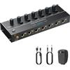 YGiTK Mini mixer audio, 6 canali stereo Line Mixer 1/4 e 1/8 TSR Audio Output Jack, Line Mixer Stereo/Mono controllo indipendente e interruttore per chitarre, basso, tastiere, microfono dinamico