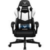 GTPLAYER Sedia da gioco, da ufficio, da gaming, ergonomica, per gaming, per massaggi, cuscino lombare, imbottita, sedia girevole, colore: bianco