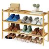 SONGMICS Scarpiera in Bambù, 3 Ripiani, Impilabile, Slim, Scaffale per Ingresso Soggiorno Camera da Letto Garage, per 12-16 Paia di Scarpe, 25 x 70 x 51,5 cm, Colore Naturale LBS053YL01
