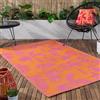 furn. Marula Tappeto - Interno/Esterno Tessuto Botanico Tropicale Uccelli Resistente Alle Intemperie Facile Da Pulire Leggero Tappeto (Arancione/Rosa - 120x180cm)