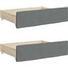 vidaXL Cassettiera per letto 2 pezzi. Materiale e tessuto a base di legno grigio scuro