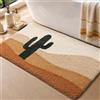 DEXI Tappeto Bagno 60 x 110 cm, Tappeti Bagno Antiscivolo Assorbente, Lavabile in Lavatrice, Tappetino Morbido per Doccia, Vasca, Terracotta con motivo cactus