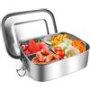 HOSPAOP Contenitore per il pranzo in acciaio inox con scomparti, 1000ml Lunchbox in metallo a prova di perdite con 3 scomparti, Bento Box per la merenda per bambini e adulti