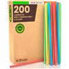 Baciato Caffè 200 Cannucce Riutilizzabili Colorate Rigide per Cocktail Lunghe 21cmx6,8mm