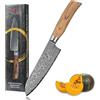 Wakoli EDIB Pro Damascus Santoku coltello 16cm lama estremamente affilata fatta di 67 strati con anima VG10 I Damascus coltello da cucina e coltello da chef professionale con manico in legno pakka