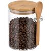 QUUPY Barattolo di vetro da 450 ml con coperchio ermetico e cucchiaio, contenitore per alimenti in vetro per la notte con coperchio per farina, zucchero, caffè, snack e caramelle