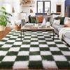 BYBSRLL Tappeto a Quadri per Camera da Letto, 120x180 cm, Verde Oliva e Bianco, Tappeto per Soggiorno per Camera dei Bambini, Cameretta, Dormitorio, Decorazione per il Salotto, Morbido e Soffice