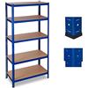 Relaxdays Scaffale in Metallo, Capacità fino a 1325 kg, 5 Ripiani ad Incastro Cantina Acciaio, MDF, HLP 180x90x45cm, Blu