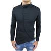 Evoga Camicia Uomo Cotone Slim Fit Nero Casual Elegante con Colletto Coreana e Bottoni trasversali (IT, Testo, M, Regular, Regular, Nero)