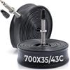 MetersGod 2 camere d'aria per bici di alta qualità, 700 x 35 C/38 C/40 C/43 C, compatibili con pneumatici da 700 x 35 C a 700 x 43 C, con valvola Presta FV48 mm, gomma butilica, utilizzati per mountain bike