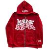 ZENMANCHEN Y2k Hoodies Puff Print Hoodie Grunge Graphic Zip Up Hoodies Y2k Jacket Hip Hop Streetwear Aesthetic Sweatshirts (US, Alpha, Medium, Regular, Regular, 1-Pink)
