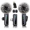 Uewpv Microfono lavalier wireless, microfono per iPhone e presa USB-C, mini microfono wireless con riduzione del rumore, display a LED e clip girevole, ideale per Vlog, TikTok e creazione di contenuti