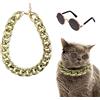 Eowppue Occhiali da sole per gatti, costume da sole, collare, catena per cani di piccola taglia, occhiali da sole rotondi, occhiali da sole per feste, cosplay, accessori per foto, simpatici occhiali da sole