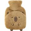 XZMCAT Borsa Acqua Calda 1L Capibara con Morbida Copertura - Peluche Carpincho 28×20cm, Rivestimento in Peluche Rimovibile Kaki, a Prova di Perdite e di Lunga Durata, Bambini e Adulti Contro il Dolore