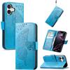 JIUNINE Custodia Protettiva per iPhone 17, Cover Libro PU Pelle Antiurto Portafoglio con Design Farfalle 3D, Slot per Carte, Supporto Stand Regolabile, Chiusura Magnetica, Blu