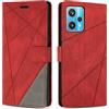 SONWO Cover per Realme 9 PRO Plus Custodia, Flip Caso in PU Pelle Case Cover Premium Portafoglio Custodia per Realme 9 PRO Plus, Supporto Stand, Slot per Schede, Rosso