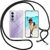 ISOI Cover con Cordino per Oppo A80 5G, Custodia Trasparente con Collana Tracolla Laccio Collo Ultra Sottile Morbido TPU Silicone Antiurto AntiGraffio Antiscivolo Case, Nero