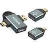 cablecc Set di 3 adattatori combo da micro e mini HDMI a HDMI, 1,4 femmina, 2 in 1, 4 K a 60 Hz