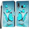Haninsuze Cover per Samsung Galaxy A20e, Custodia Interno TPU Antiurto Portafoglio con Disegni [schede Fessura] [Supporto Stand] Cover Libro in PU Pelle (farfalla)