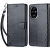 KENHONER Compatibile Cover con Honor 200 Pro,Premium Pelle PU Portafoglio Flip Libro Custodia Cover per Honor 200 Pro [Protezione Completa] (Nero)