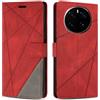 SONWO Cover per Honor Magic7 PRO 5G, Flip Custodia in PU Pelle, Cover a Libro Portafoglio con Slot per Schede e Supporto Stand per Honor Magic7 PRO 5G, Rosso
