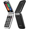 Brondi Chi Parla Brondi Stone+ - Cellulare con apertura a conchiglia e flip attivo, Dual Sim, Display 2.4 pollici, Nero