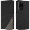 SONWO Cover per Samsung Galaxy S20 Ultra, Flip Caso in PU Pelle Case Cover Custodia con Slot per Schede e Supporto Stand per Samsung S20 Ultra, Nero