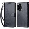 KENHONER Compatibile Cover con Honor 200 Pro,Premium Pelle PU Portafoglio Flip Libro Custodia Cover per Honor 200 Pro [Protezione Completa] (Nero 3D)