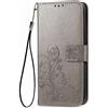 WEIOU Leather Folio Cover per Xiaomi Mi 11 Lite (5G/4G) / 11 Lite 5G NE, Trifoglio Fortunato Custodia in Pelle PU Magnetica Libro Flip Portafoglio Case con [Funzione Stand]. Grigio