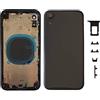 DHLK® Scocca Posteriore in Vetro, Telaio Back Frame Compatibile con iPhone XR Senza Logo, Senza COMPONENTI PREINSTALLATI - Telaio, Tasti Laterali, Adesivo Batteria (Nero)