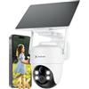 COCOCAM 4K 8MP Telecamera Wi-Fi Esterno Senza Fili con 10000mAh Batteria, Pannello Solare Regolabile 5W, Riconoscimento AI, Rilevamento Umano PIR, 355° P 90°T, 2.4GHz WIFI, WIFI 6, IP66