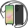 AOMYKE Cover per Samsung Galaxy A57 5G con Cordino, Custodia con Laccio Collana Tracolla Collo Liquido Silicone Antiurto TPU Antiurto AntiGraffio Case - Nero