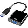 VGE Adattatore USB 3.0 a VGA, adattatore scheda grafica esterna, convertitore per PC Windows, compatibile con videoproiettore TV, semplice Plug & Play, ideale per lavoro d'ufficio, home theater (nero)